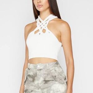Maniere De Voire Knitted Twist Top - Off White